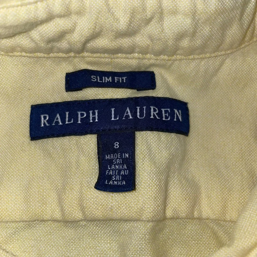 Ralph Lauren Kids Yellow Oxford Button Down Shirt Slim Fit Size 8 Long Sleeve